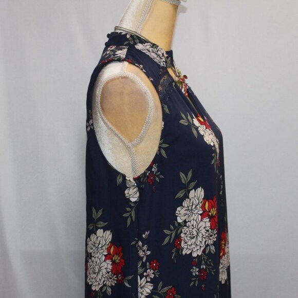 Miami Navy Floral Sleeveless Boarder Print Dress - Picture 6 of 16